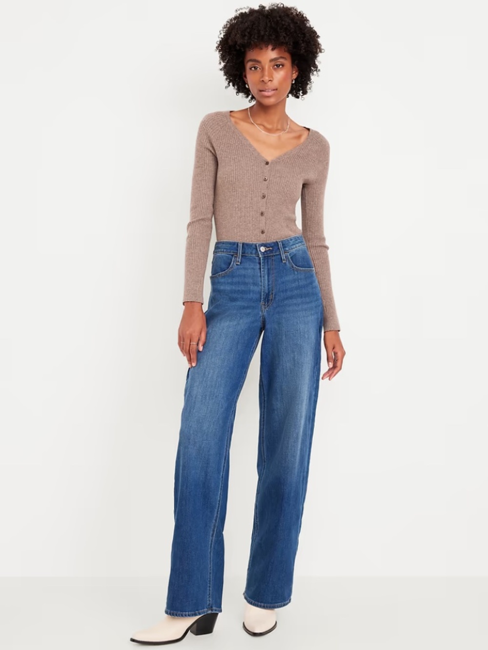 Old Navy Medium Wash High-Waisted Wow Wide-Leg Jeans